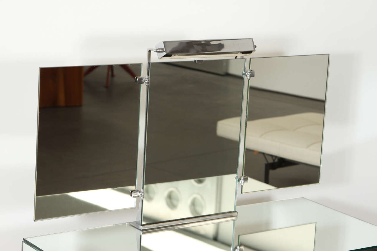 Modern Jacques Adnet Mirrored Vanity For Sale